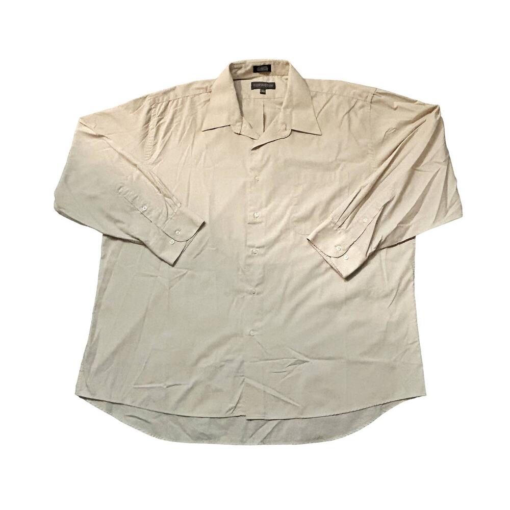 Covington Beige Button-Down Shirt Mens Size XXL 18-18.5 34-35